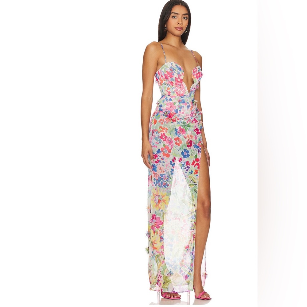 NBD Idres Maxi Dress. Size Med. Measures 56in in length straps are adjustable.